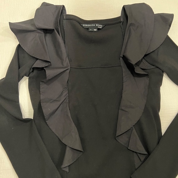 Veronica Beard Gidea Ruffled Poplin Top - Picture 4 of 5